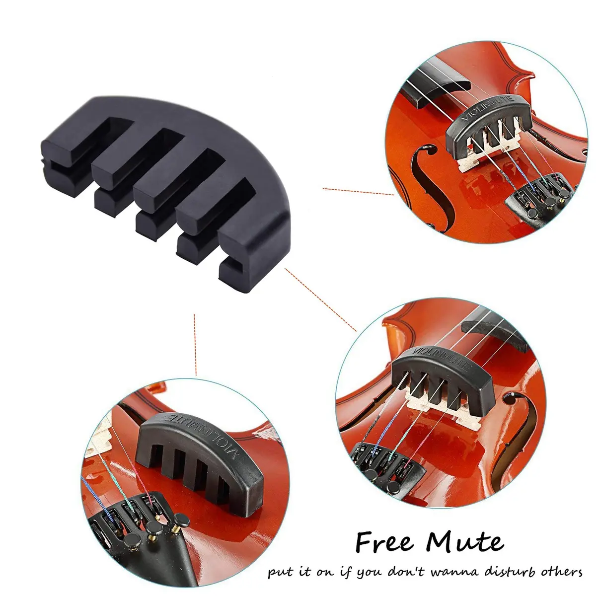 SUEWIO Violin Shoulder Rest for 4/4-3/4 Size with Collapsible Feet, Includes Practice Mute & Rosin | Adjustable Height & Width - view 3