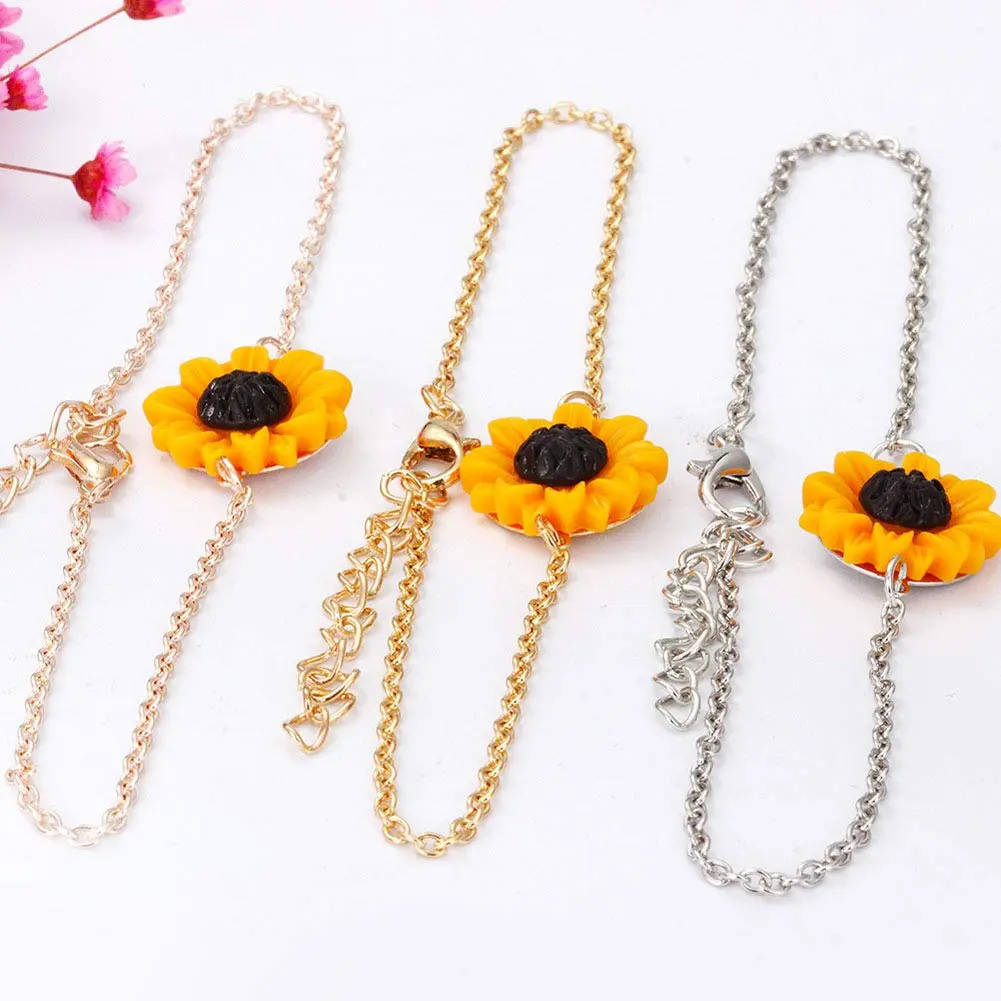 Suoirblss Jewelry Set of 5 Sunflower Faux Pearl Leaf Chain Rose Gold | Adjustable & Eye-Catching (70-120 chars) - view 5
