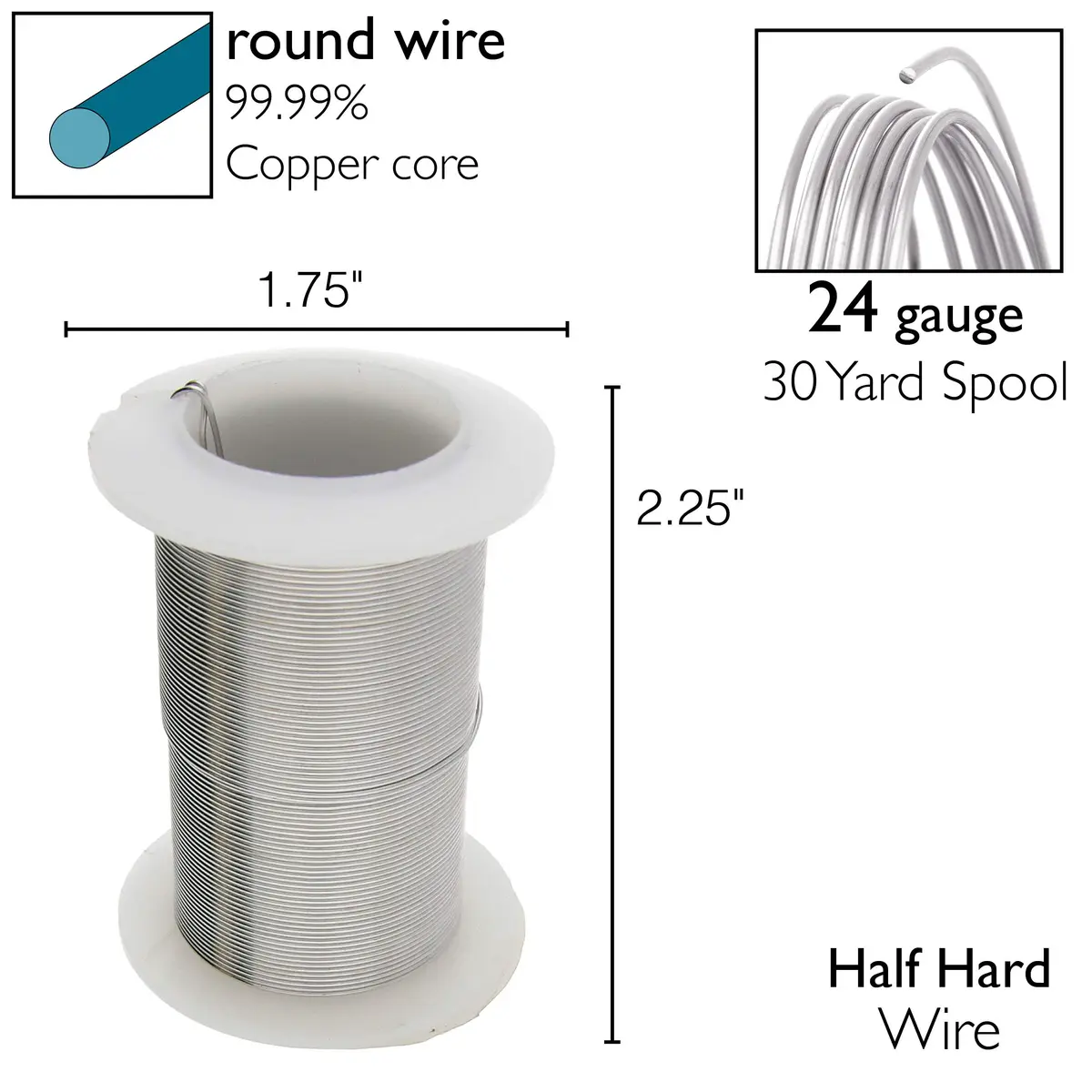 The Beadsmith Copper Jewelry Wire 24 Gauge Titanium Color 27.43 m (30 Yd) | Tarnish-Resistant for Crafts - view 4