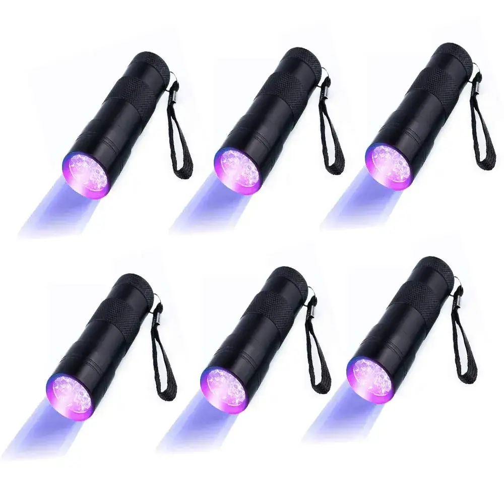 Optimal Shop UV Blacklight Flashlight 6 Pack 12 LED | Durable Aluminum Alloy Body - main product image