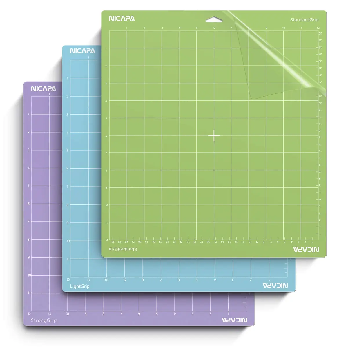 NICAPA Replacement Cutting Mat for Cricut Maker 3/Maker/Explore 3/Air 2/Air/One | 12x12 inch 3-pack | Standard, Light & Strong Grip - main product image