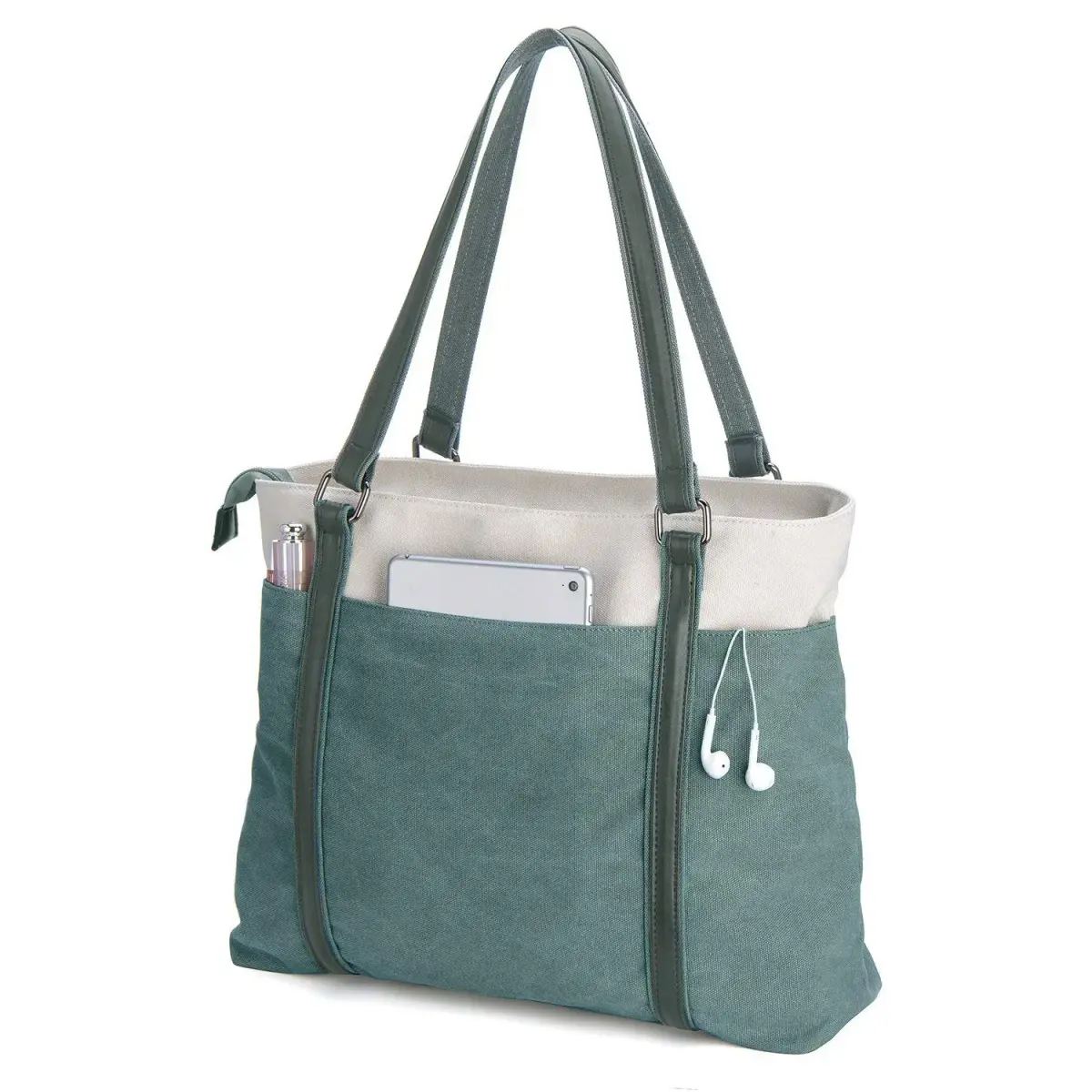 BAG WIZARD Laptop Tote Bag for Women, 15.6 Inch Work Bag with Laptop Compartment and Zipper, Canvas Computer Tote | 39.5 cm (15.6 Inch) Laptop Tote - main product image