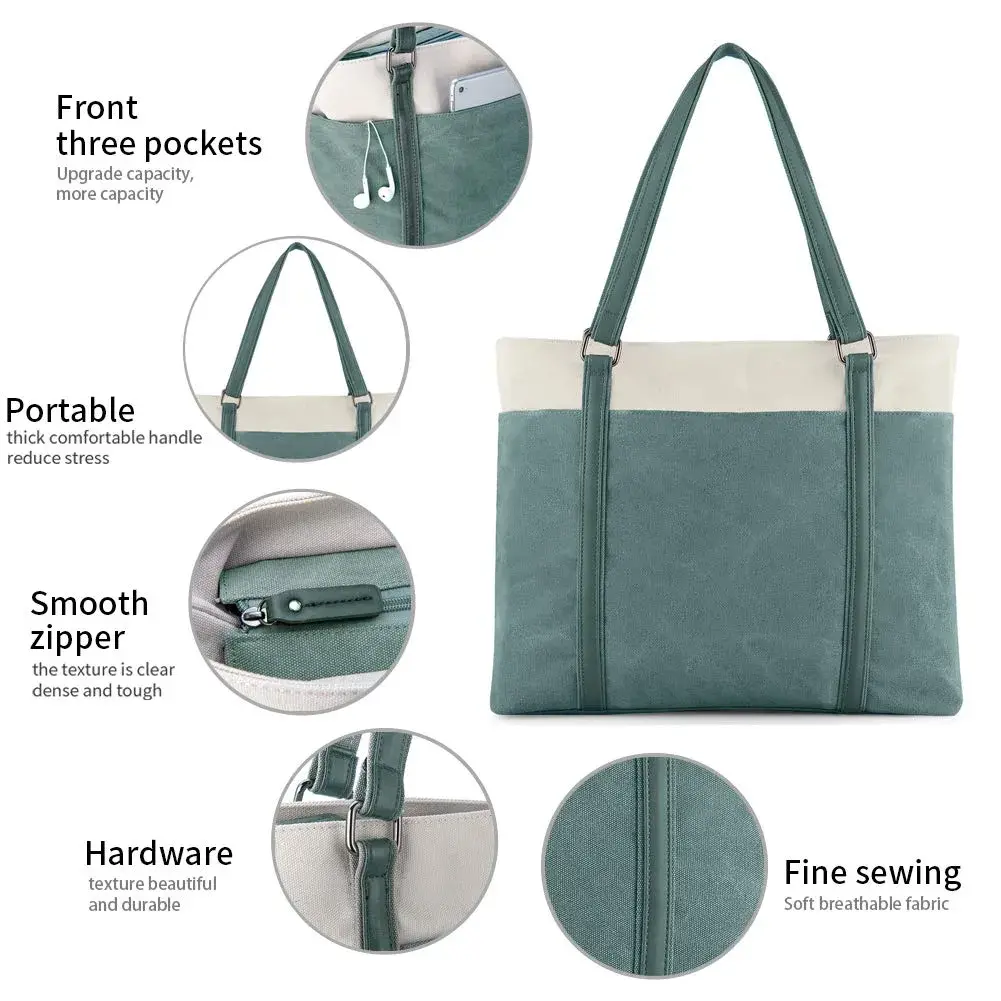 BAG WIZARD Laptop Tote Bag for Women, 15.6 Inch Work Bag with Laptop Compartment and Zipper, Canvas Computer Tote | 39.5 cm (15.6 Inch) Laptop Tote - view 5