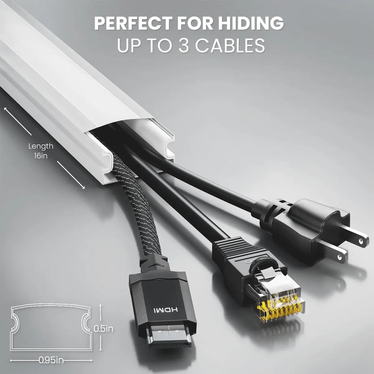 EVEO Cable Hider Wall 153" (12.75 ft) | Paintable Cord Concealer for Clean Walls - view 3