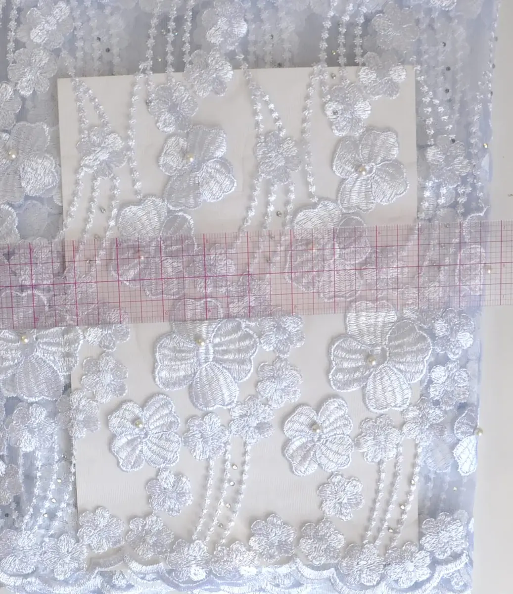 SanVera17 African Lace Fabric 5 Yards | Beading Rhinestones for Dress & Home Decor - view 2