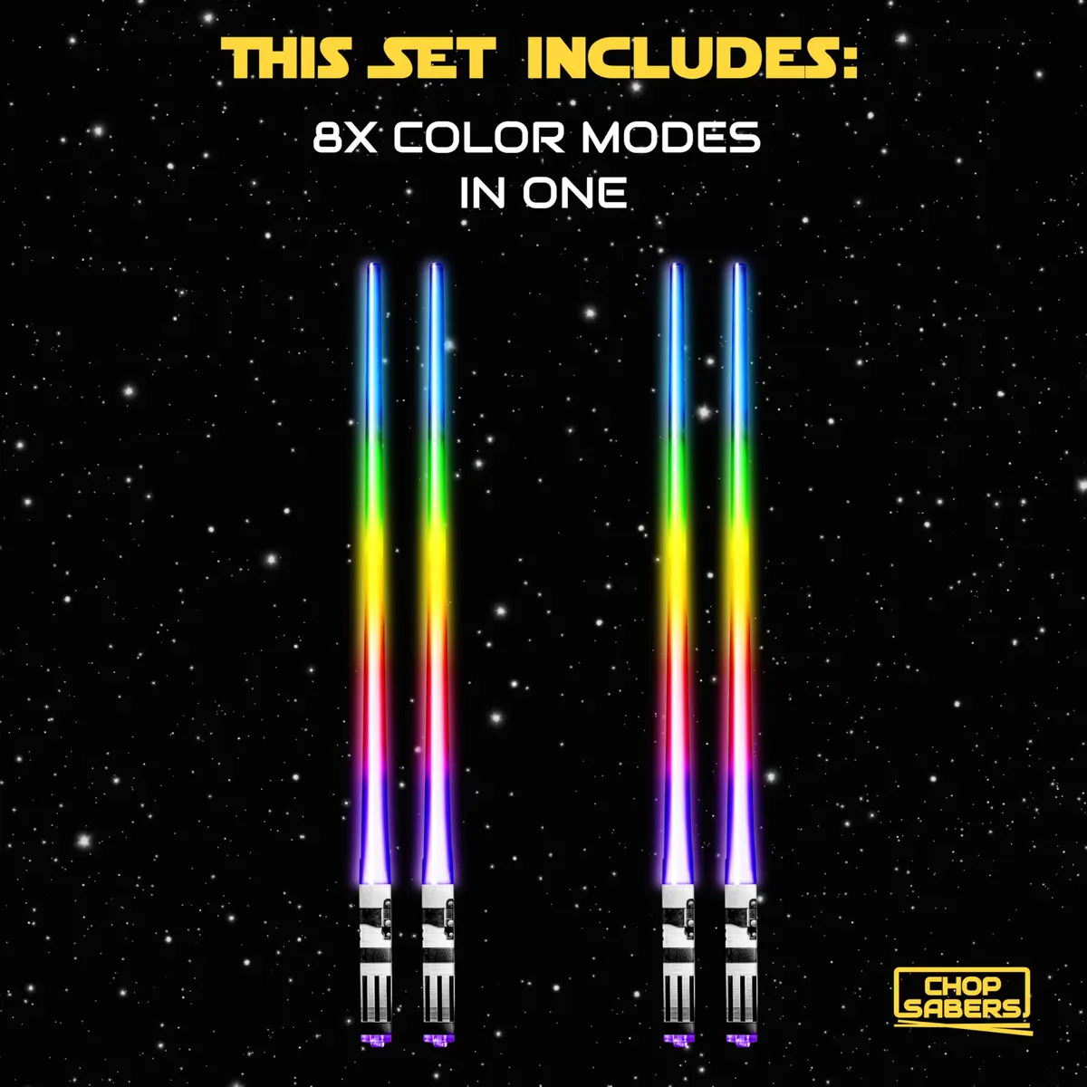 ChopSabers Light Up Lightsaber Chopsticks 2 Pairs (25.4 cm / 10.25 inches) | 8 Color Modes LED - view 5