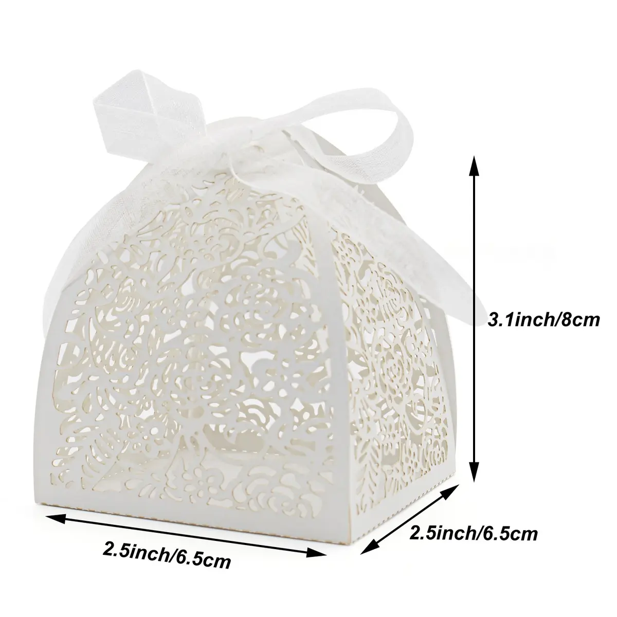 KPOSIYA White Gift Wrap Pack of 100 | Laser Cut Rose Favor Boxes for Weddings & Parties - view 5