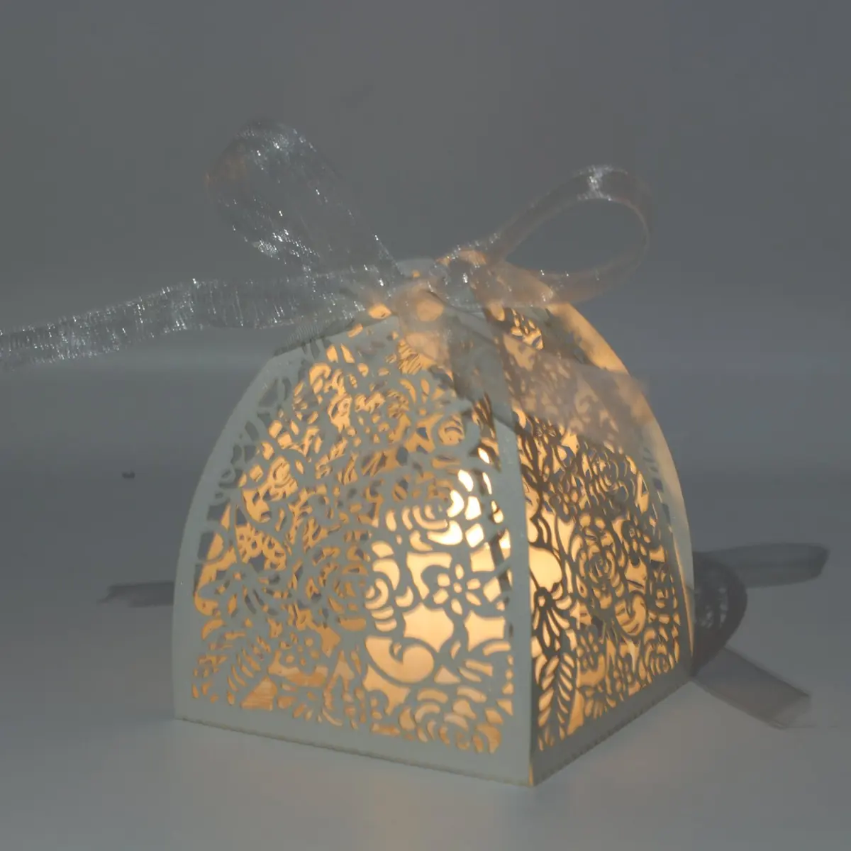 KPOSIYA White Gift Wrap Pack of 100 | Laser Cut Rose Favor Boxes for Weddings & Parties - view 3