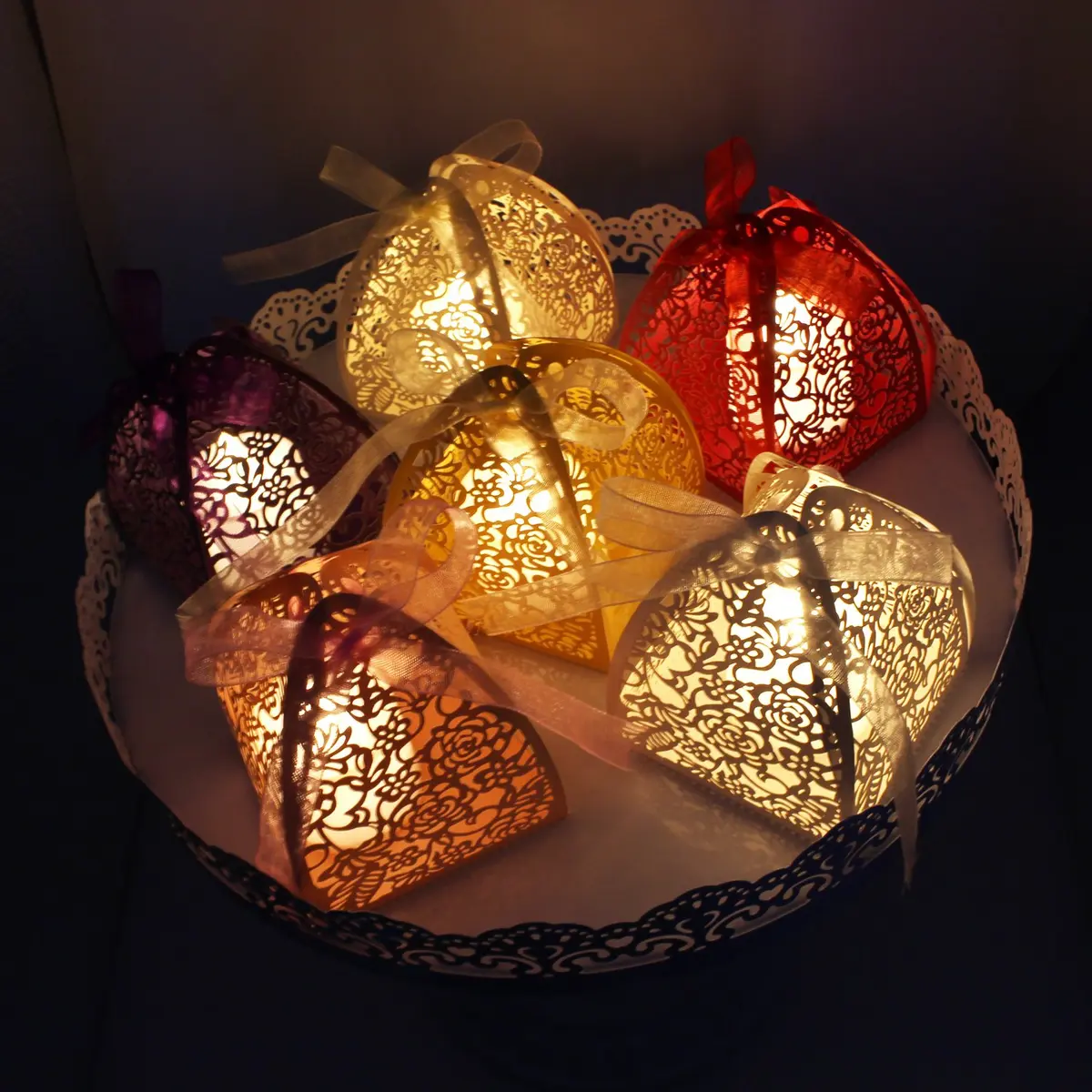 KPOSIYA White Gift Wrap Pack of 100 | Laser Cut Rose Favor Boxes for Weddings & Parties - view 4