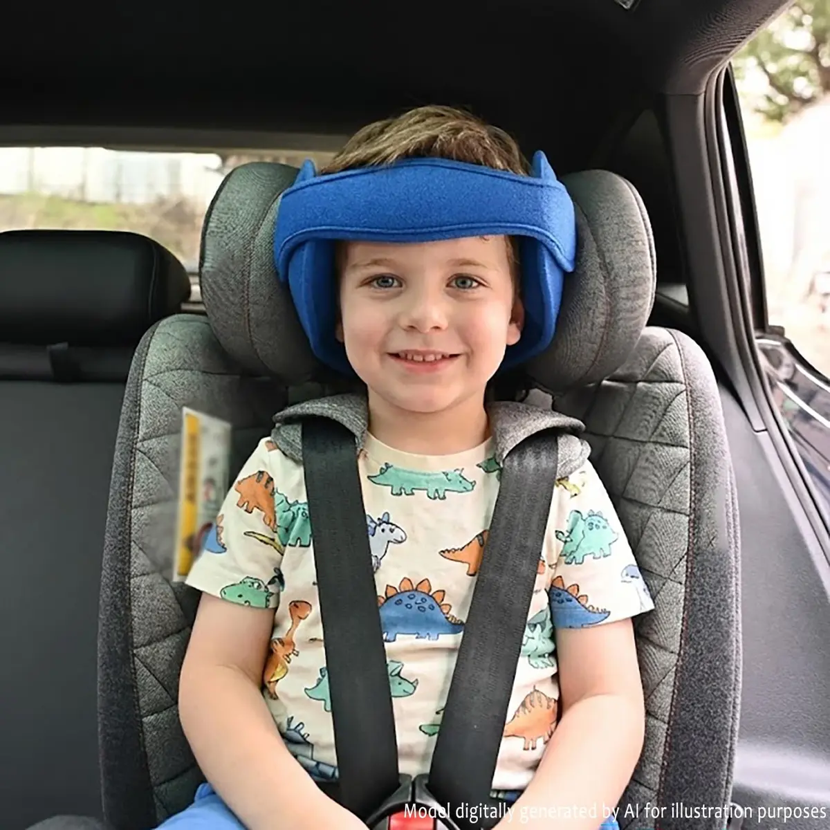 LETTON Adjustable Toddler Car Seat Head Support Band, Infants and Baby Head Support Blue 15.6 cm (5.9 in) | Safety Neck Relief for Travel - view 5