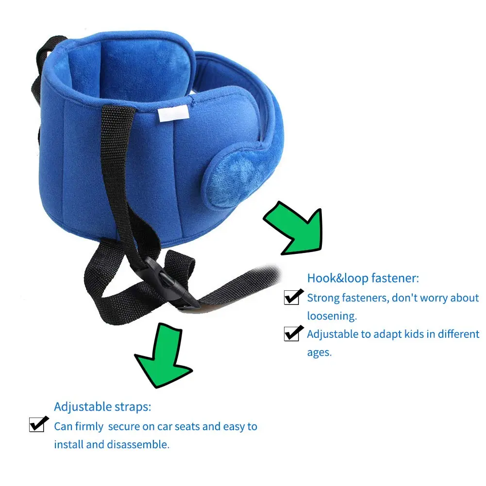 LETTON Adjustable Toddler Car Seat Head Support Band, Infants and Baby Head Support Blue 15.6 cm (5.9 in) | Safety Neck Relief for Travel - view 3