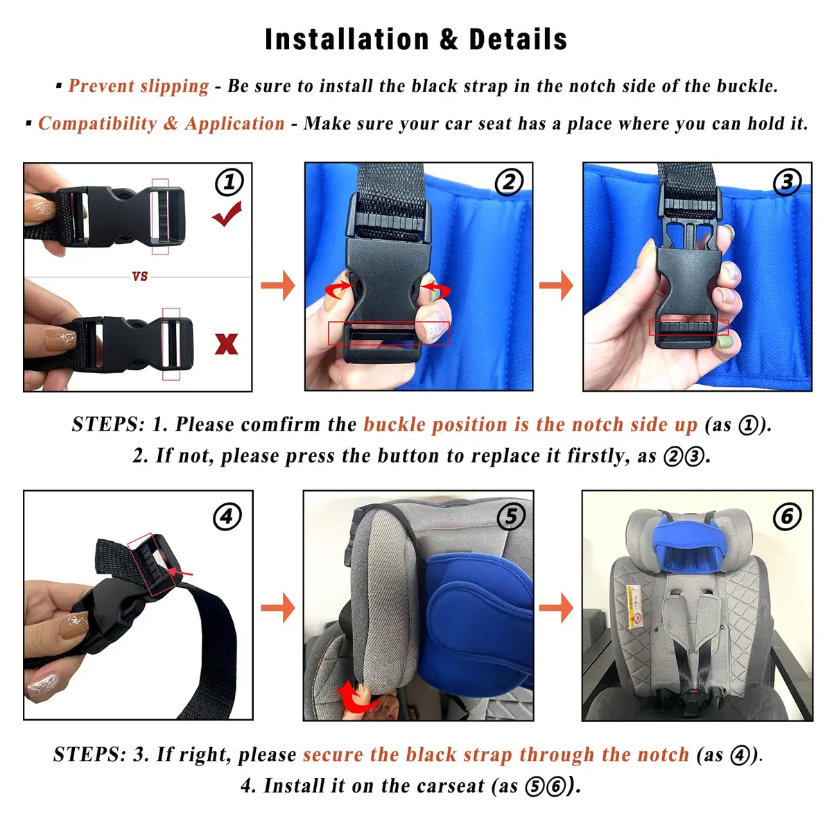 LETTON Adjustable Toddler Car Seat Head Support Band, Infants and Baby Head Support Blue 15.6 cm (5.9 in) | Safety Neck Relief for Travel - view 4