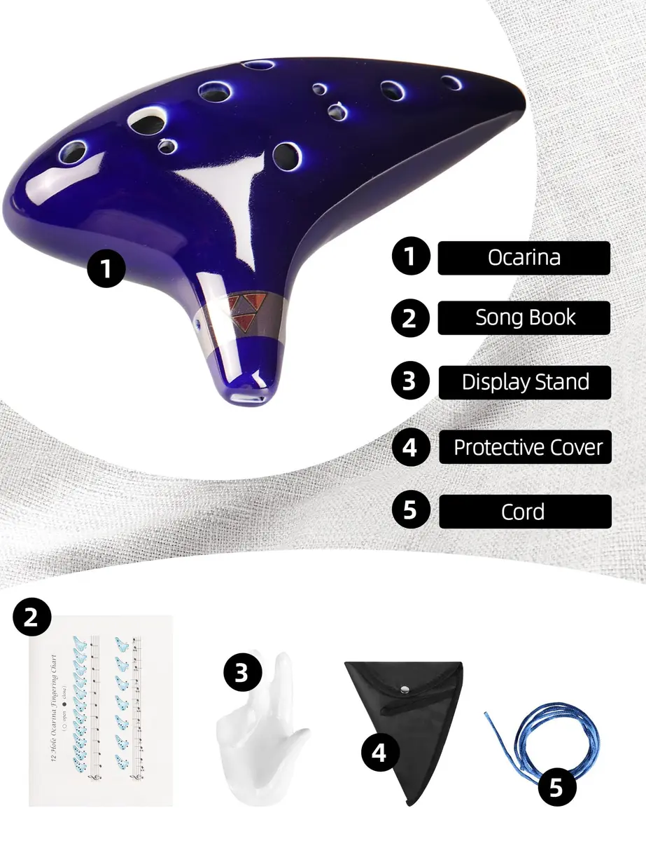 Mr.Power 12-Hole Alto C Ocarina Flute | 16 cm (6.3 inches) Ceramic Instrument for Beginners and Zelda Fans - view 5