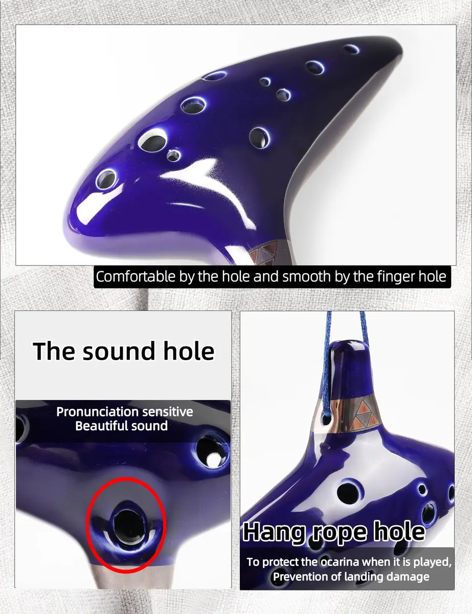 Mr.Power 12-Hole Alto C Ocarina Flute | 16 cm (6.3 inches) Ceramic Instrument for Beginners and Zelda Fans - view 6