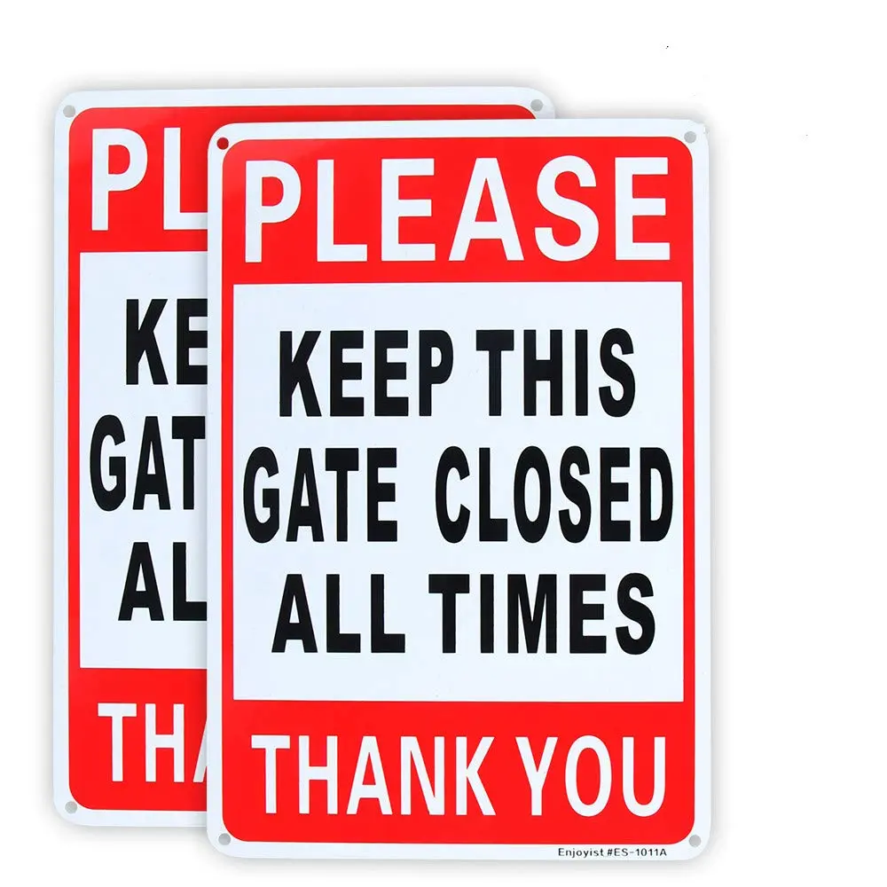 Enjoyist Please Keep This Gate Closed Sign 10" x 7" (2-Pack) | Rust-Free Aluminum, Reflective, Weatherproof - main product image