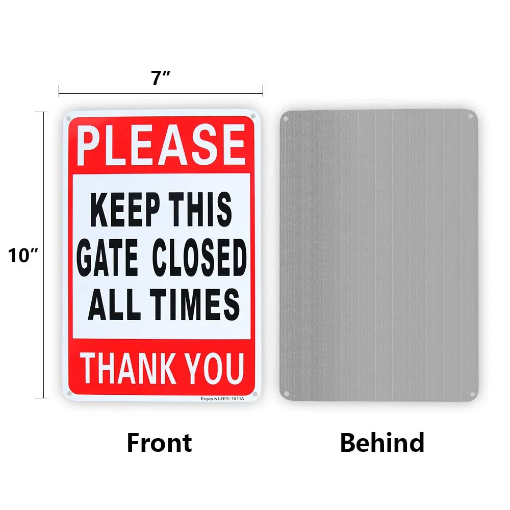 Enjoyist Please Keep This Gate Closed Sign 10" x 7" (2-Pack) | Rust-Free Aluminum, Reflective, Weatherproof - view 2