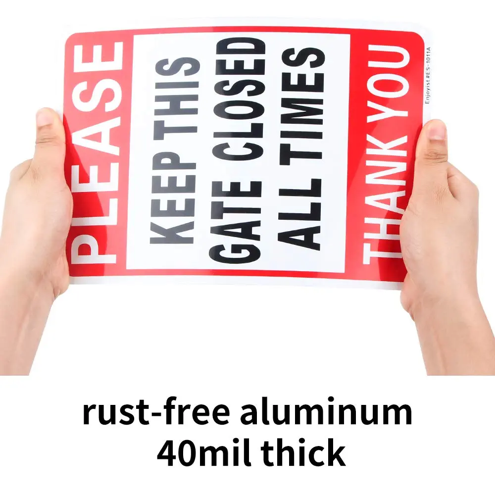 Enjoyist Please Keep This Gate Closed Sign 10" x 7" (2-Pack) | Rust-Free Aluminum, Reflective, Weatherproof - view 3