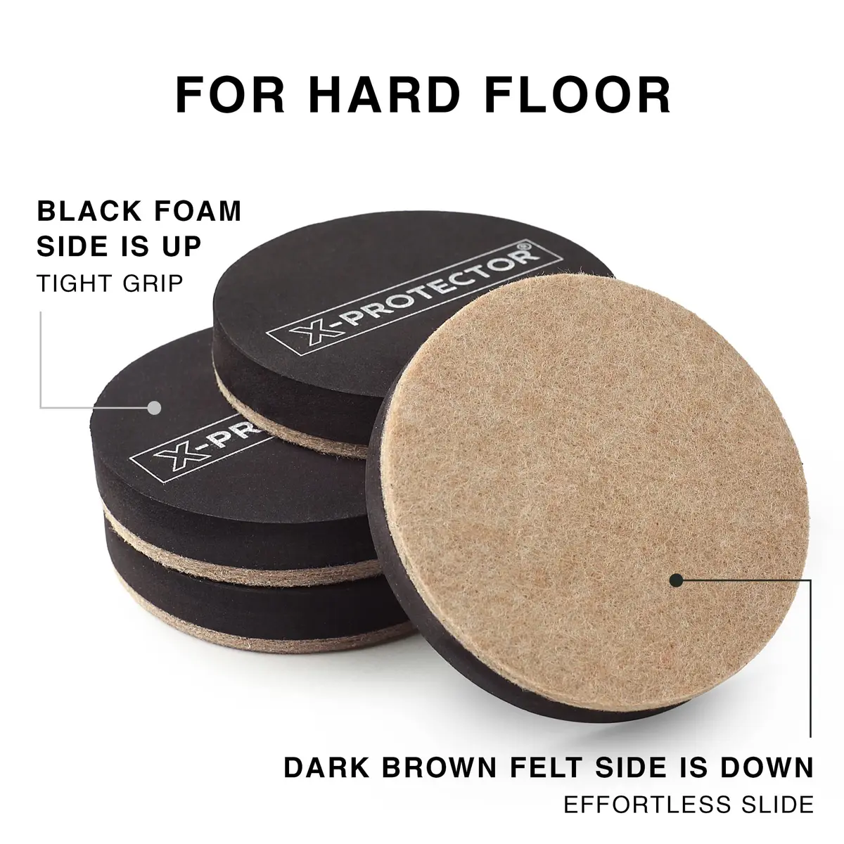 X-Protector Furniture Sliders for Hardwood Floors & Carpets 16 PCS 3 1/2" | Heavy Duty Reusable Moving Pads - view 4