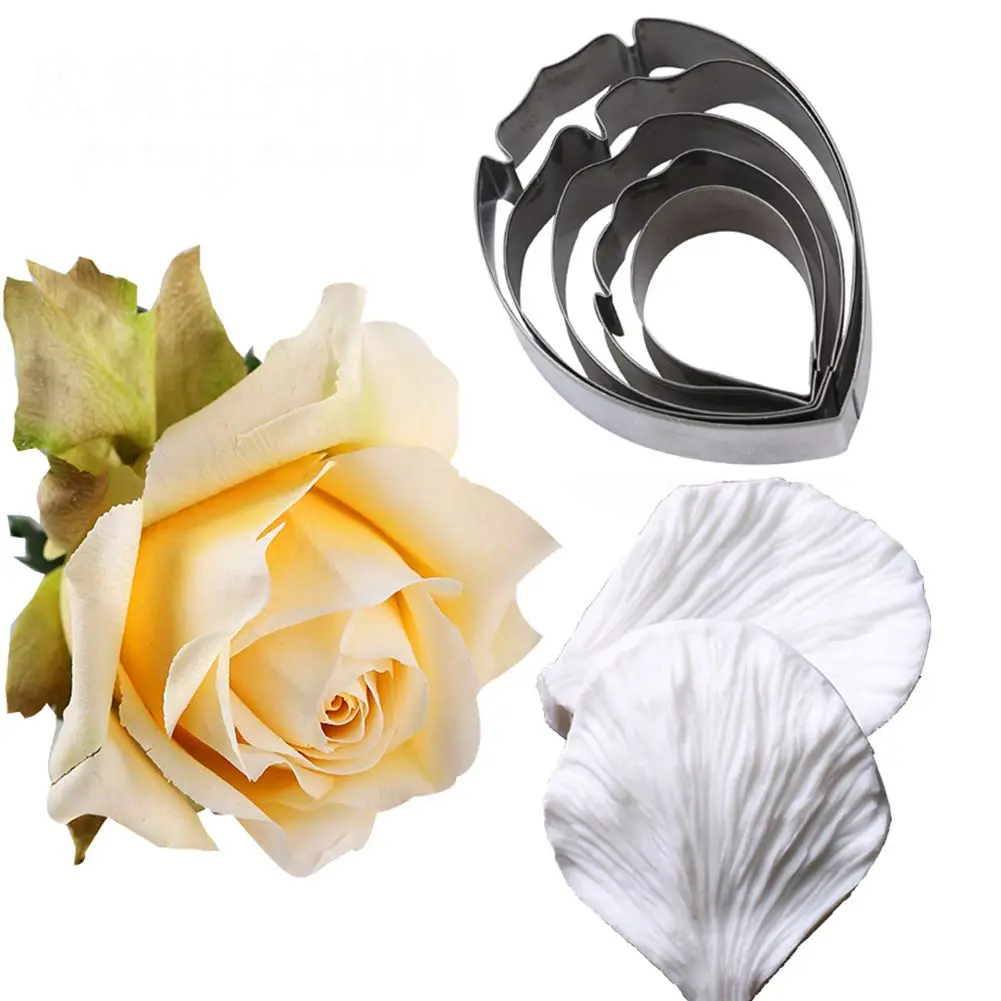 KALAIEN 5pcs Stainless Steel Peony Cutter & Silicone Mold | Fondant Flower Tool for Cake Decor - view 5