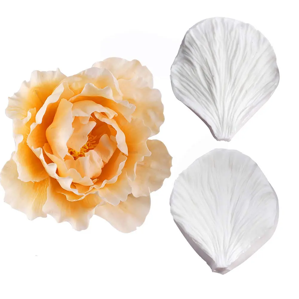 KALAIEN 5pcs Stainless Steel Peony Cutter & Silicone Mold | Fondant Flower Tool for Cake Decor - view 8