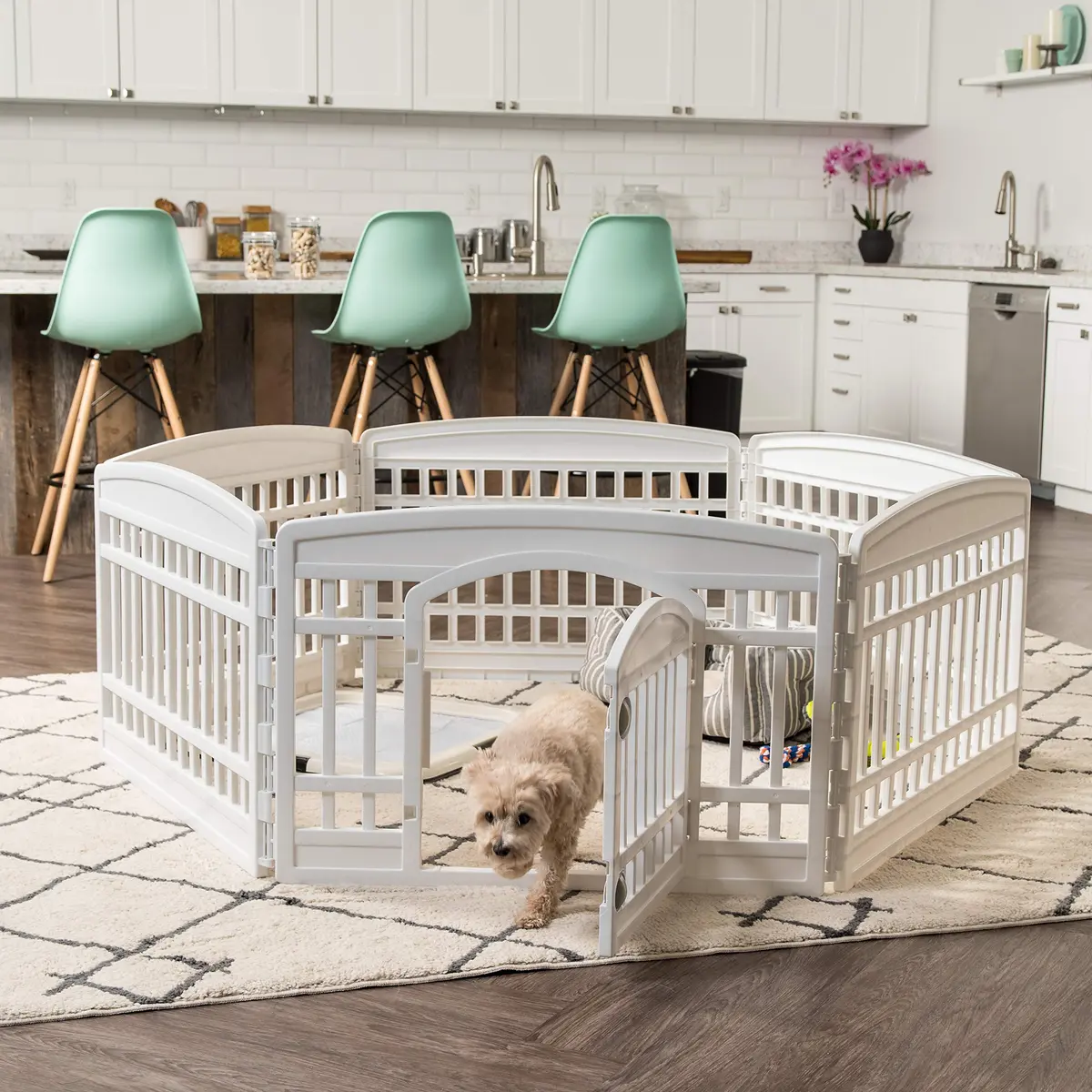 IRIS USA 6-Panel Dog Playpen | 24" Tall, 60" x 60" Indoor/Outdoor Pet Enclosure - view 9