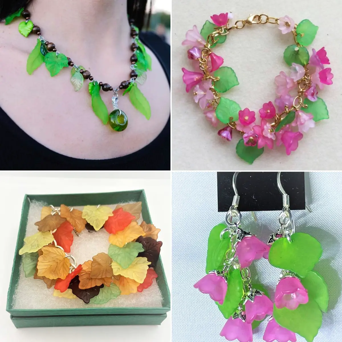 Craftdady Transparent Frosted Green Acrylic Maple Leaf Pendant 24x22.5mm | DIY Jewelry Charm - view 5