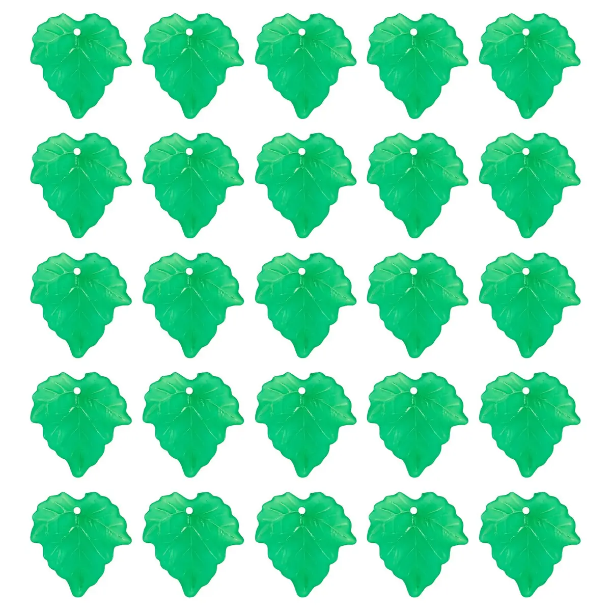Craftdady Transparent Frosted Green Acrylic Maple Leaf Pendant 24x22.5mm | DIY Jewelry Charm - view 6