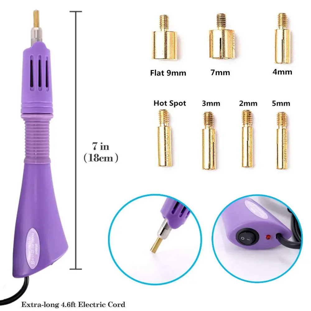 Allber Hotfix Applicator Wand Kit with AB Crystal Rhinestones & 7 Tips | Universal Voltage 110-240V - view 2
