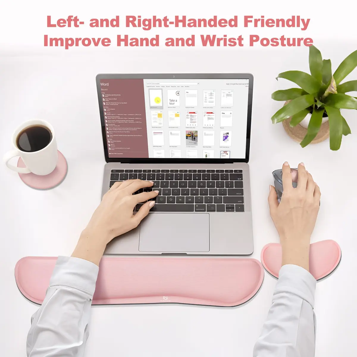 Gimars Pink Wrist Rest Support for Keyboard & Mouse | Ergonomic Memory Foam, Supportive & Durable (70-120 chars) - view 8