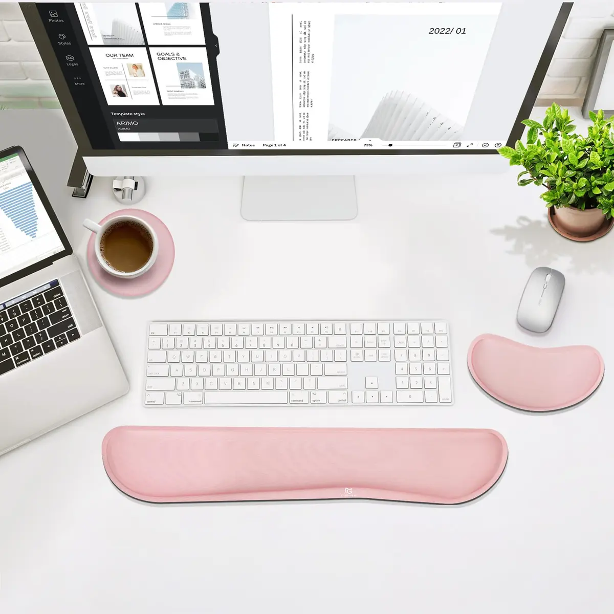 Gimars Pink Wrist Rest Support for Keyboard & Mouse | Ergonomic Memory Foam, Supportive & Durable (70-120 chars) - view 9