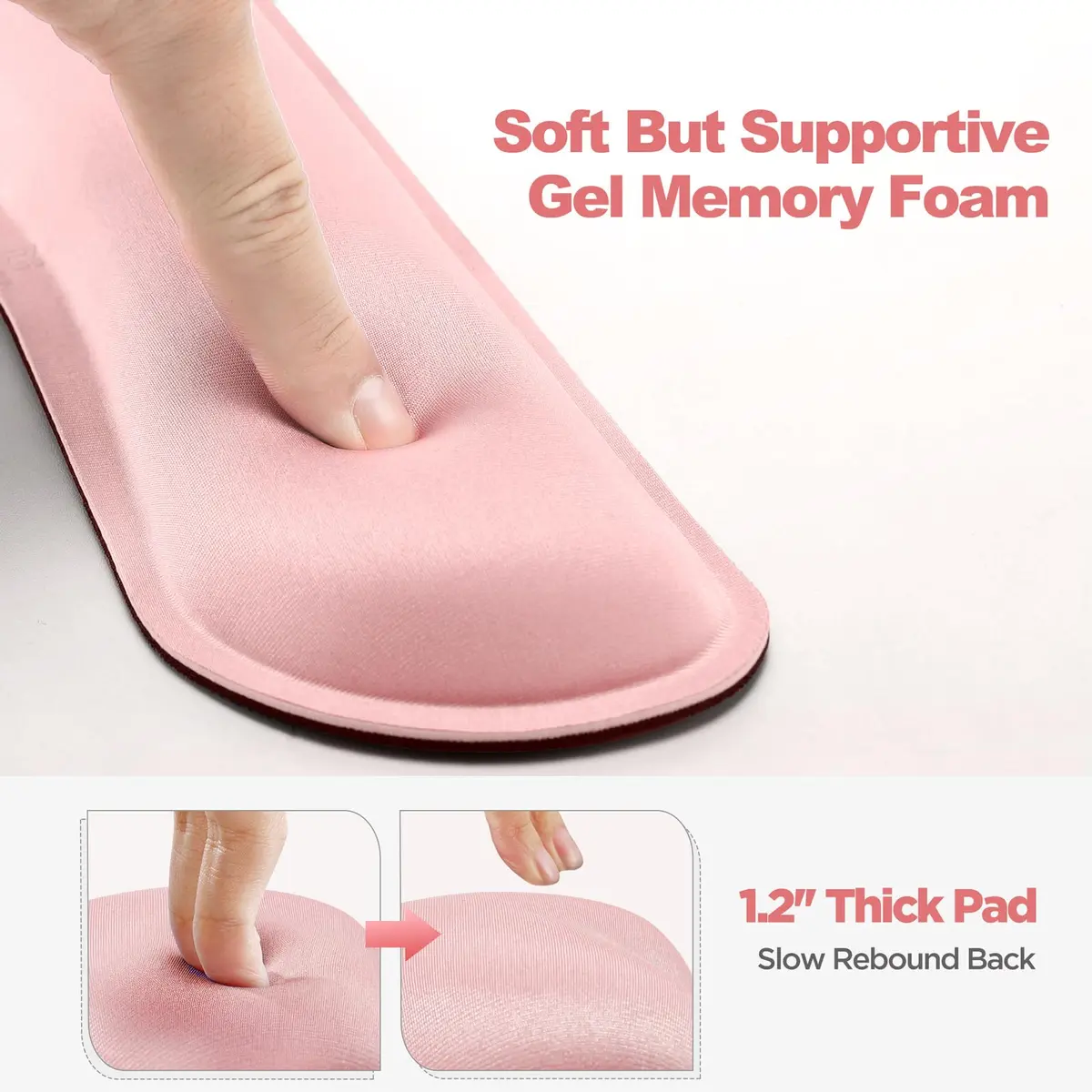 Gimars Pink Wrist Rest Support for Keyboard & Mouse | Ergonomic Memory Foam, Supportive & Durable (70-120 chars) - view 2