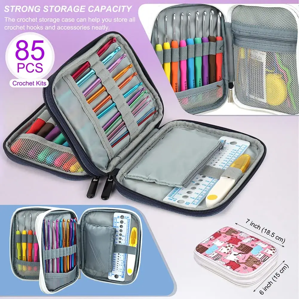 Katech Ergonomic Crochet Hooks Set with Case, 85-Piece | Assorted Sizes 2mm-8mm - view 4
