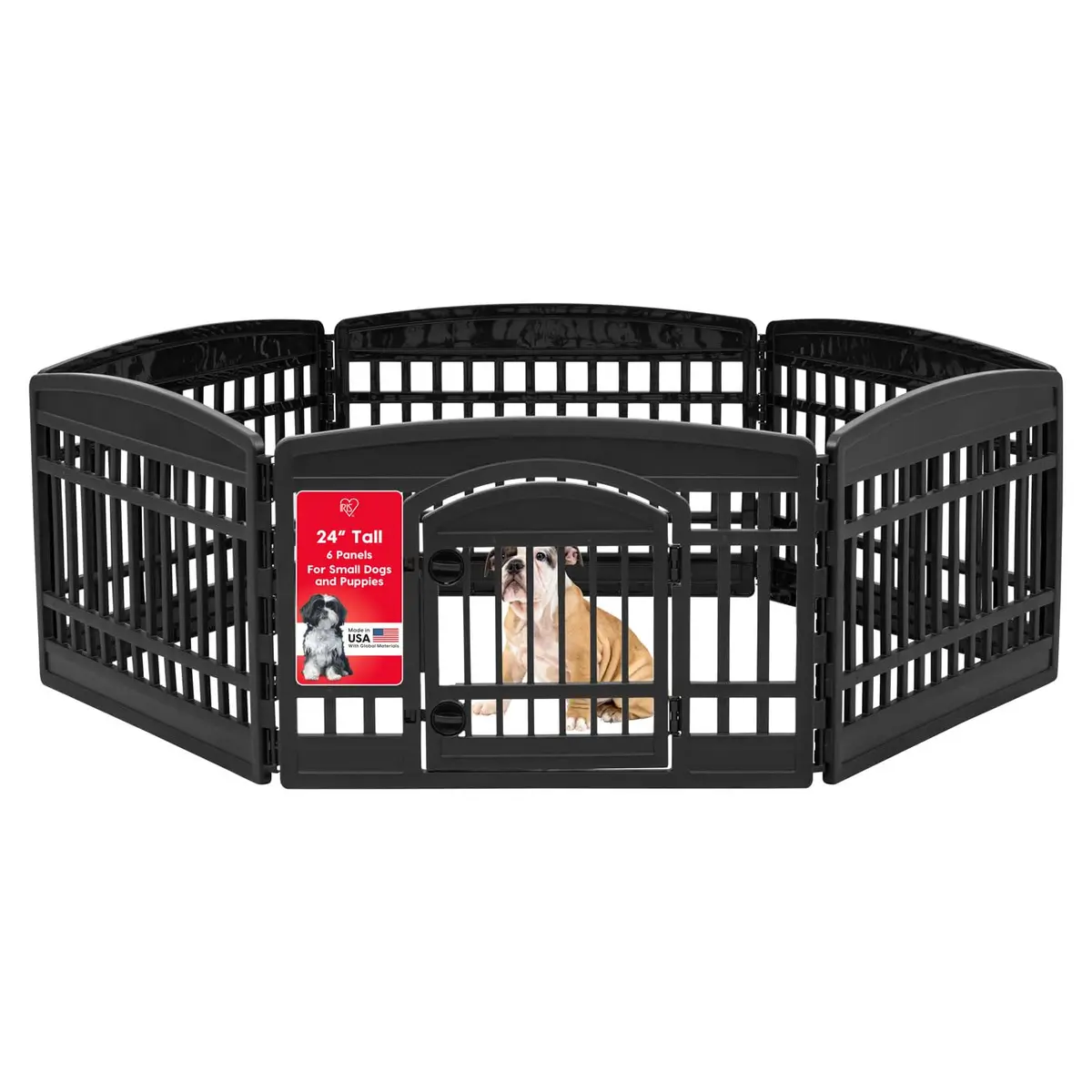IRIS USA 6-Panel Dog Playpen, Pet Enclosure, Black | Versatile Indoor & Outdoor Pet Yard - main product image