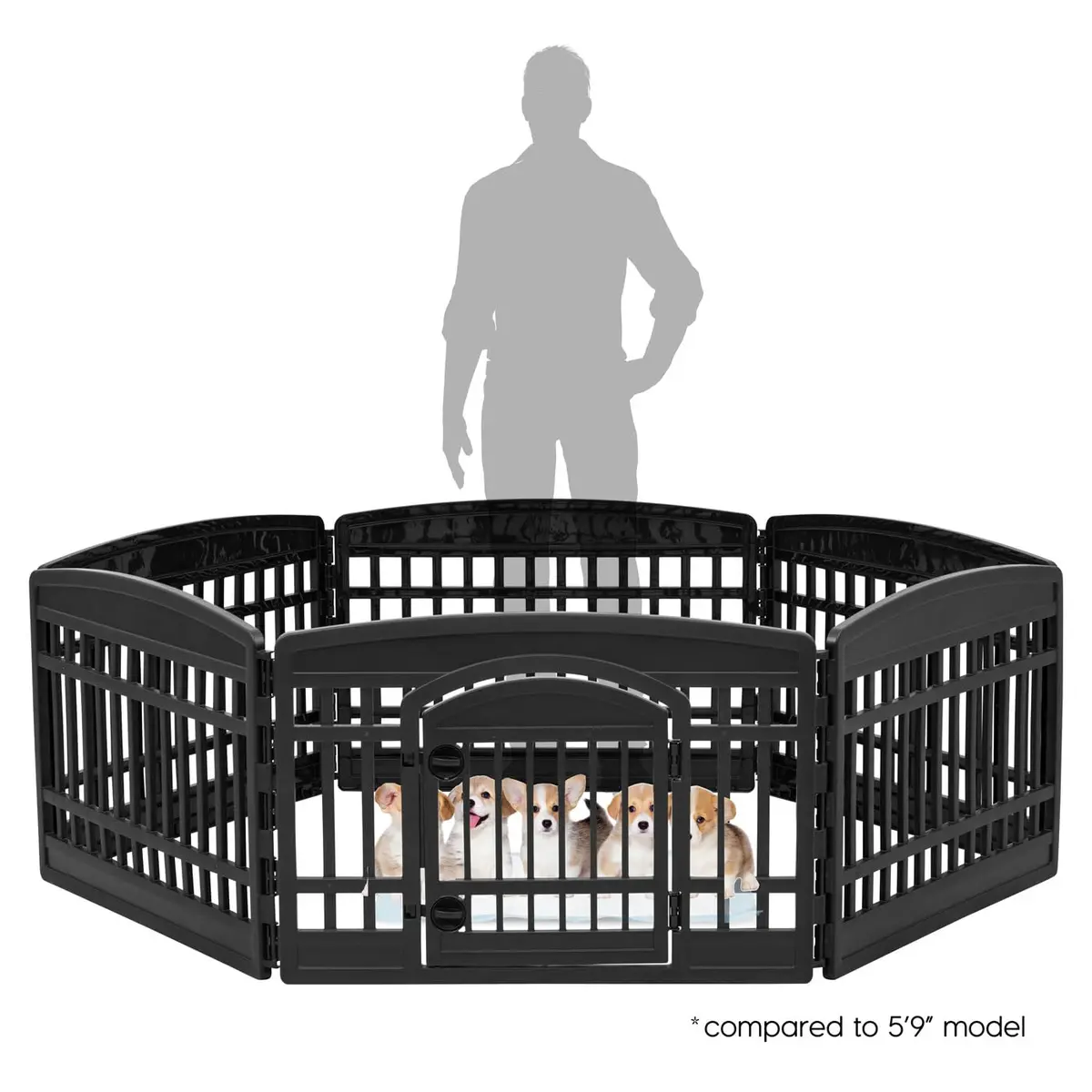 IRIS USA 6-Panel Dog Playpen, Pet Enclosure, Black | Versatile Indoor & Outdoor Pet Yard - view 2