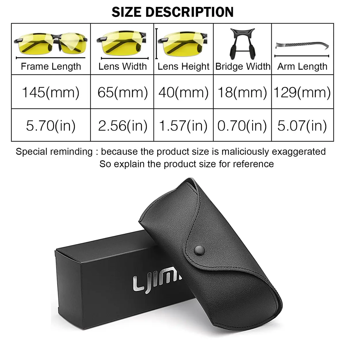 YIMI Polarized Photochromic Sunglasses, Black Frame Yellow Lens | UV400 Adaptive Outdoor Eyewear - view 5