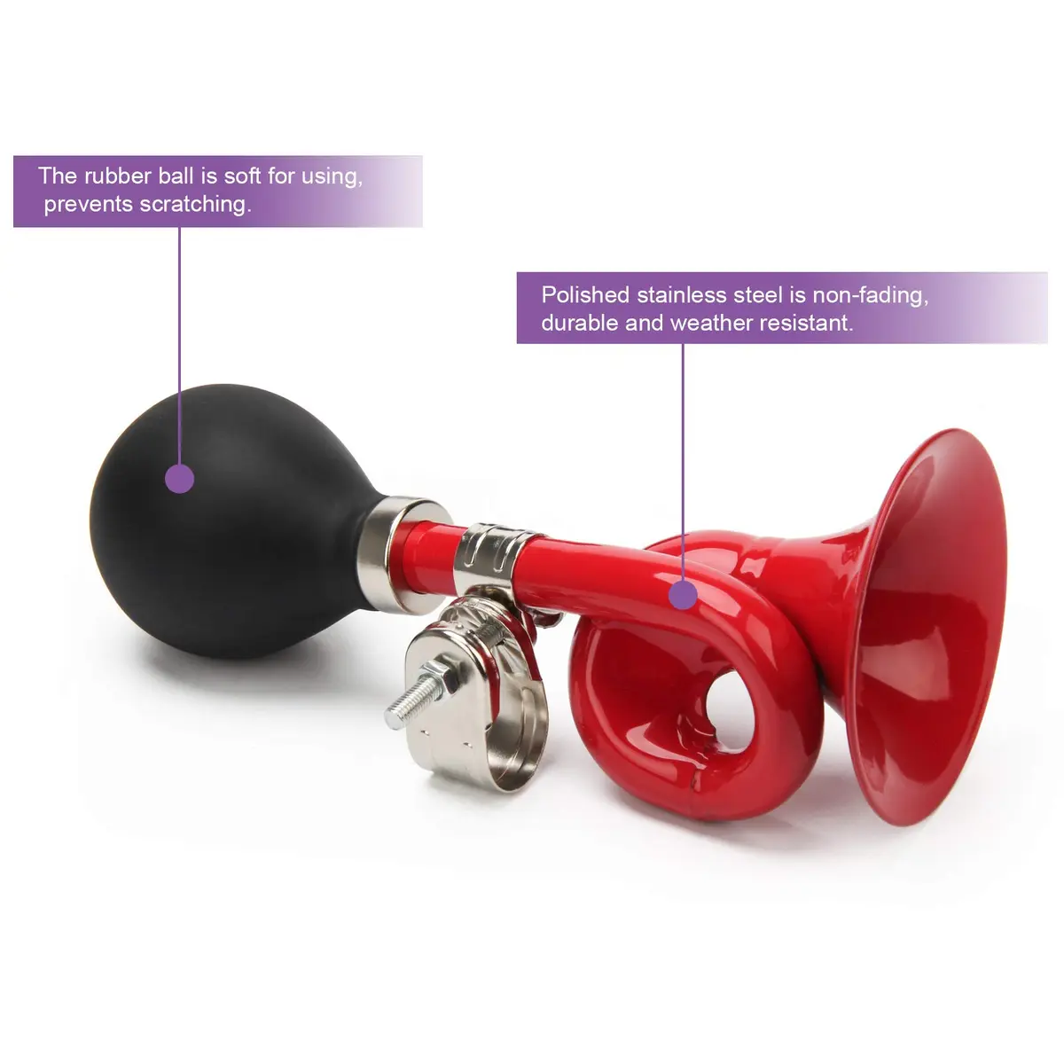 Coolrunner Bugle Horn, Retro Clown Horn, Kids Bike Horn - 18cm (7") Red | Classic Loud Squeaker for Bikes & Scooters - view 4