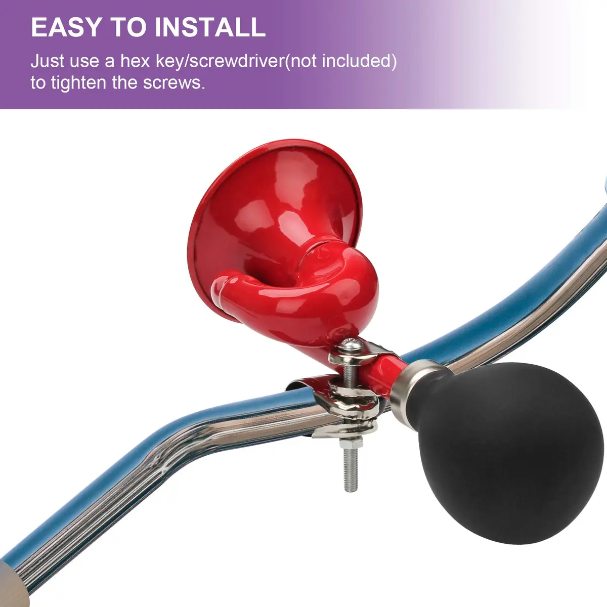 Coolrunner Bugle Horn, Retro Clown Horn, Kids Bike Horn - 18cm (7") Red | Classic Loud Squeaker for Bikes & Scooters - view 5