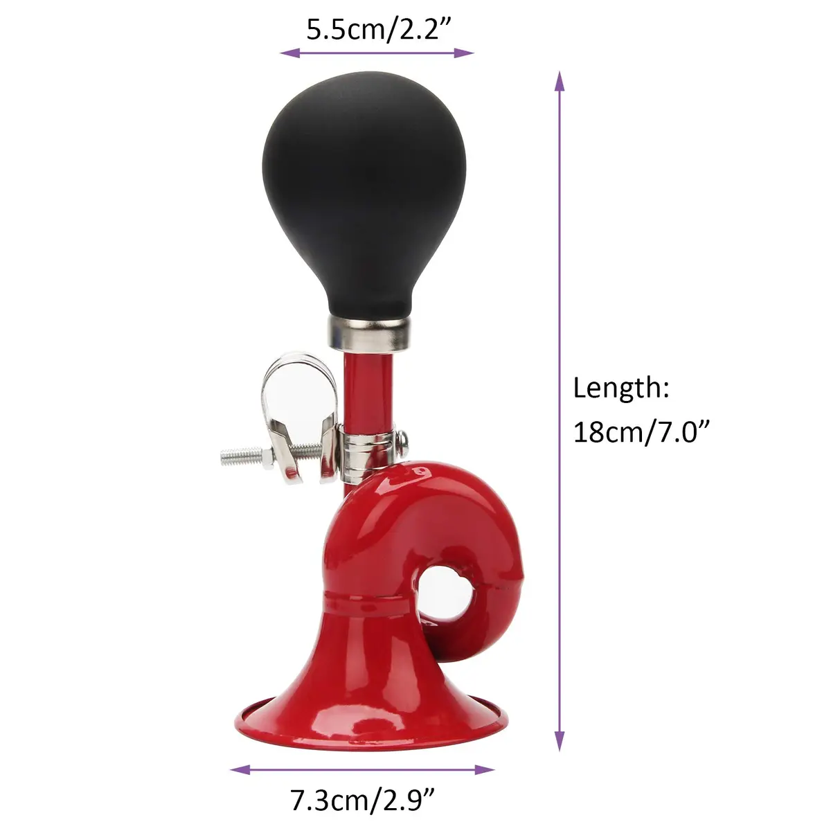 Coolrunner Bugle Horn, Retro Clown Horn, Kids Bike Horn - 18cm (7") Red | Classic Loud Squeaker for Bikes & Scooters - view 6