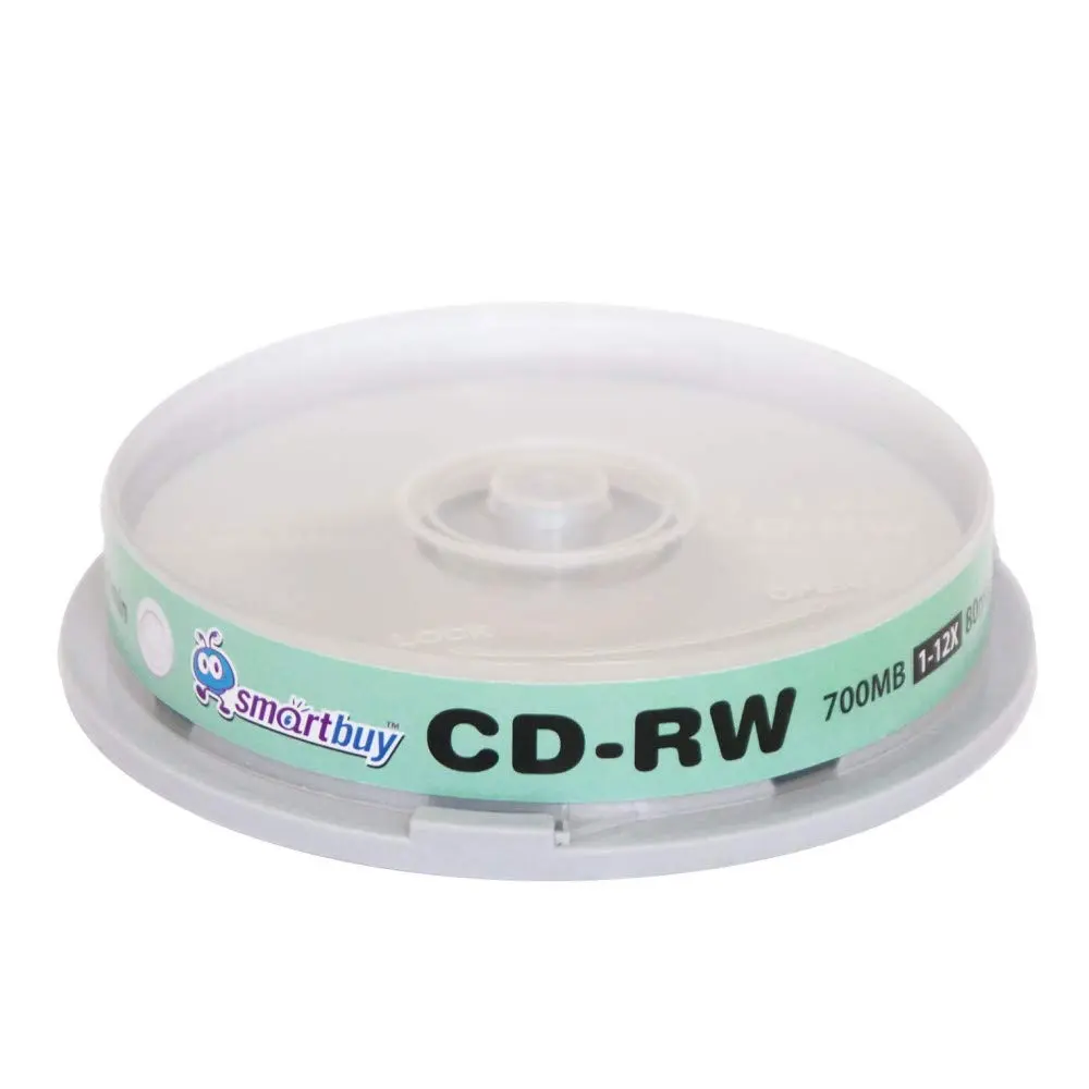Smartbuy CD-RW 10 Pack 700MB 80Min | High-Speed Rewritable Discs for Data & Audio (70-120 chars) - main product image