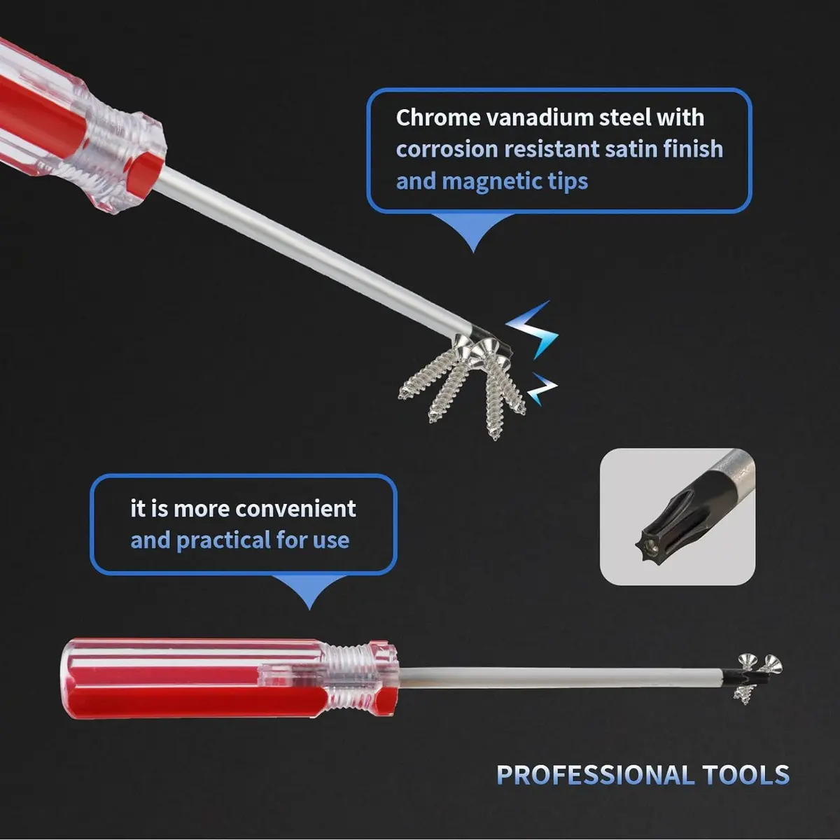 Antrader Perforated Manual T10 3mm Torx Tamper Proof Security Screwdriver | Magnetic, Chrome Vanadium Steel, Red Handle - view 5
