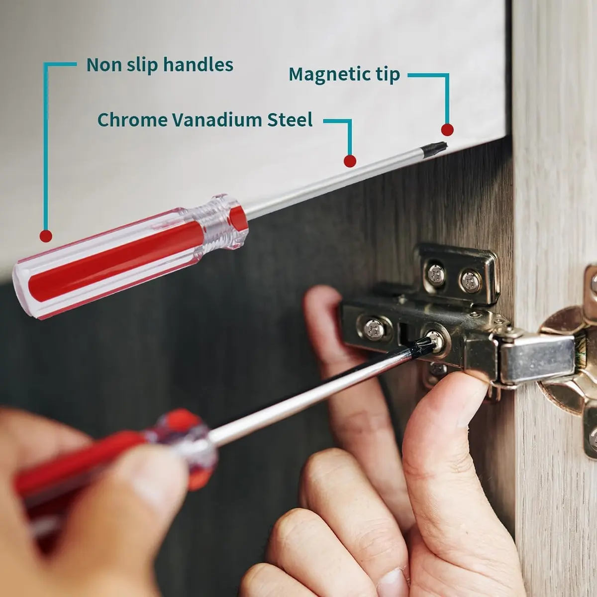 Antrader Perforated Manual T10 3mm Torx Tamper Proof Security Screwdriver | Magnetic, Chrome Vanadium Steel, Red Handle - view 2
