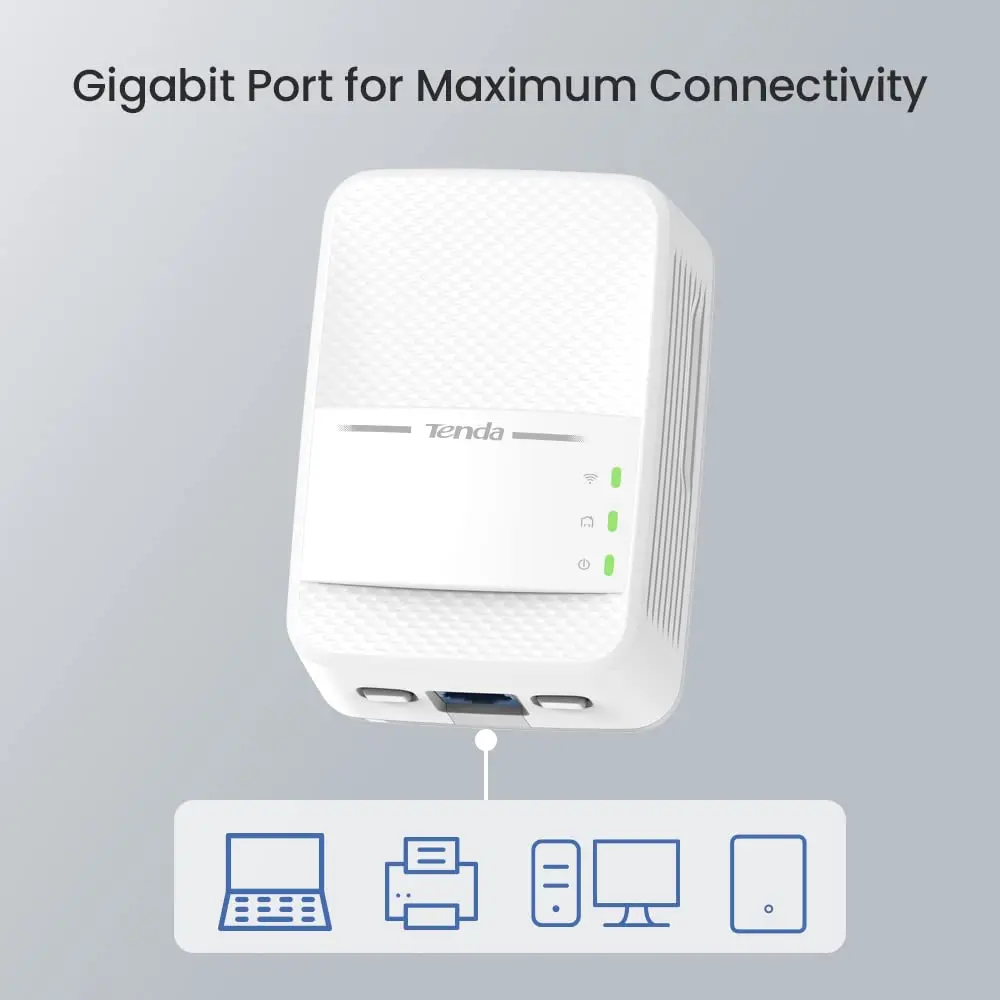 Tenda AV1000 Powerline Adapter Kit with Gigabit Ports | Dual Band WiFi, Plug & Play, for HD/4K Streaming & Gaming (PH10) - view 5