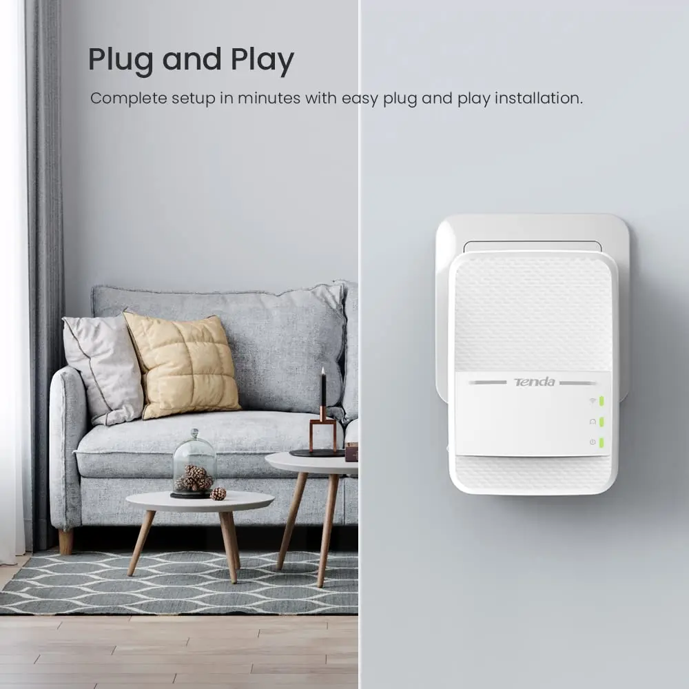 Tenda AV1000 Powerline Adapter Kit with Gigabit Ports | Dual Band WiFi, Plug & Play, for HD/4K Streaming & Gaming (PH10) - view 6