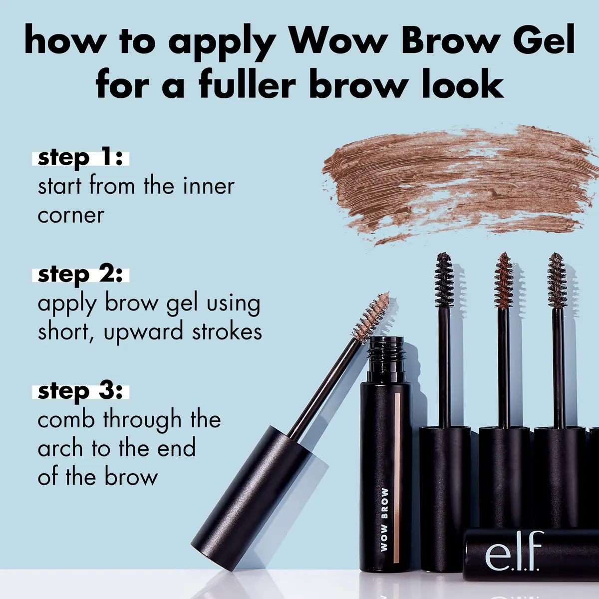 e.l.f. Wow Brow Gel, Volumizing, Buildable, Wax-Gel Hybrid, Taupe | Locks & Adds Natural Volume (100 words) - view 2