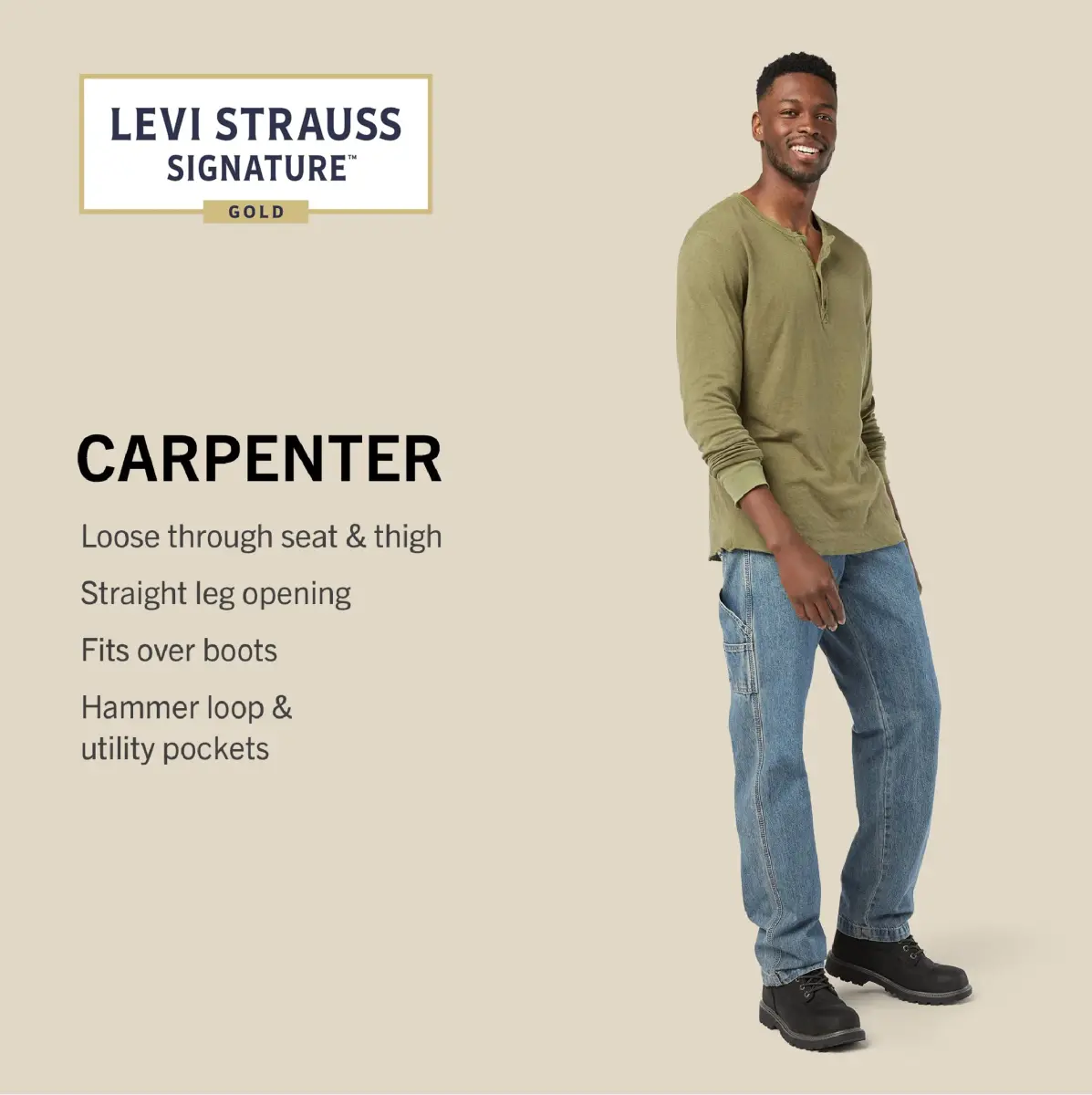 Levi Strauss Signature Gold Men's Carpenter Jeans Centurion 29W x 30L | Relaxed Fit with Utility Pockets - view 3