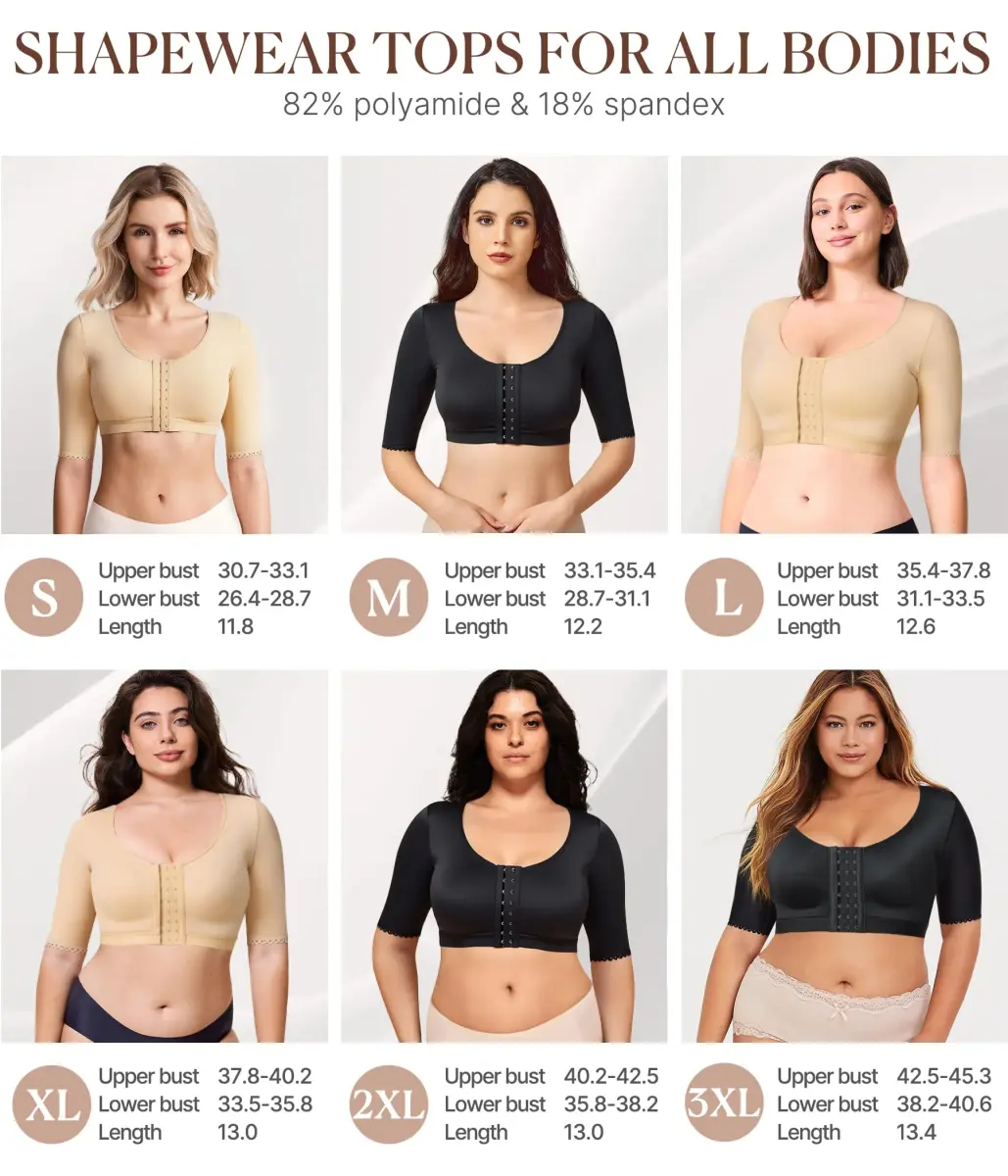 BRABIC Arm Compression Shaper Top for Women Post Surgery Front Closure Bra Tank Top Shapewear Black L | Slims Arms & Back - view 5