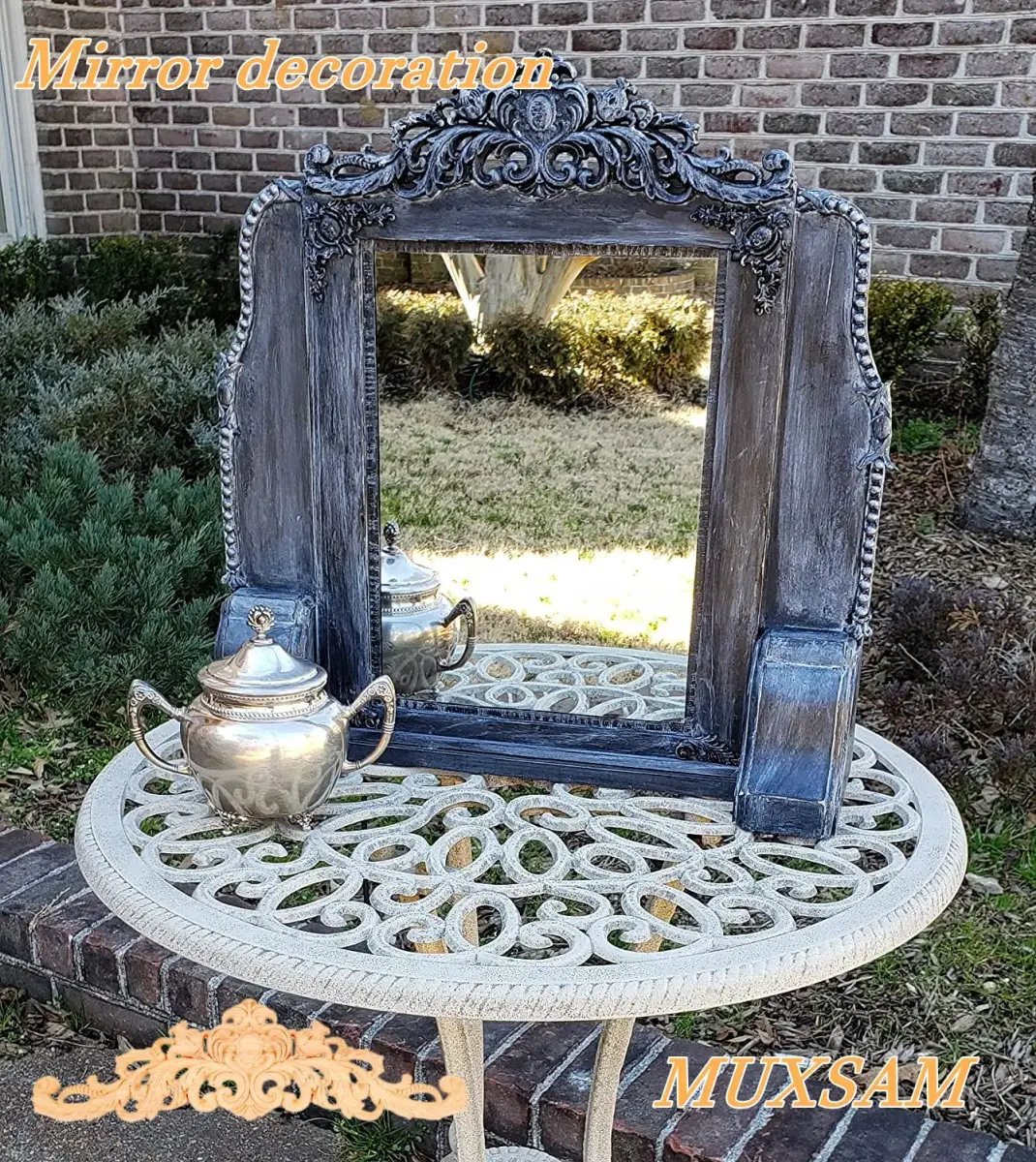 MUXSAM Wood Carved Appliques 40cm (15.75"x4.33") | Vintage Furniture Decals for DIY Projects - view 9
