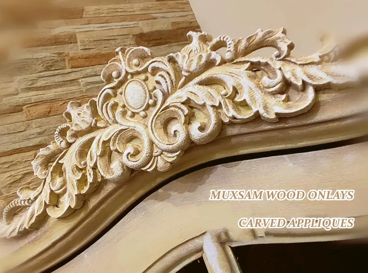 MUXSAM Wood Carved Appliques 40cm (15.75"x4.33") | Vintage Furniture Decals for DIY Projects - view 4