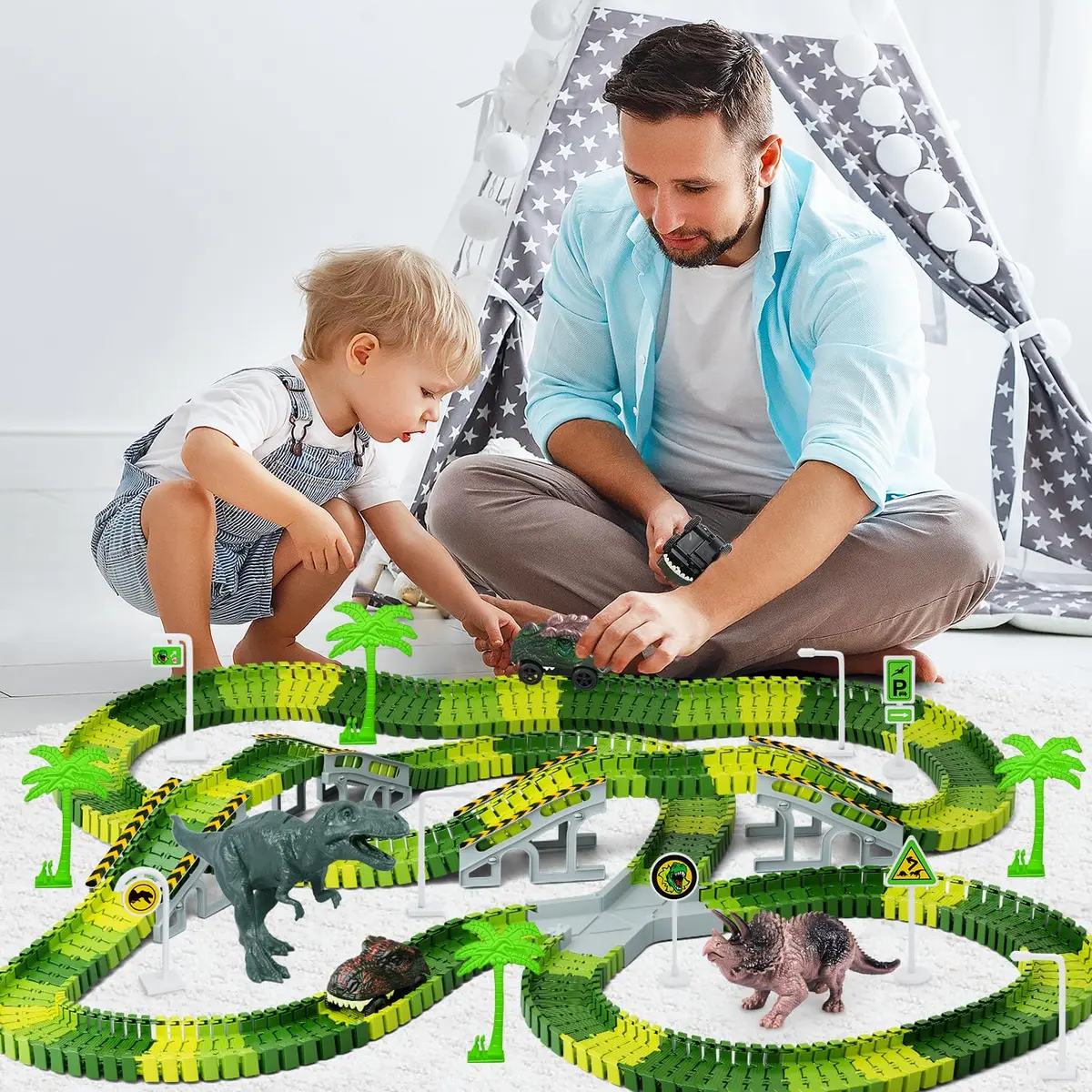 Toyk Dinosaur Toys Create A Dinosaur World Road Race | Dinosaur Track Playset for Kids - view 7