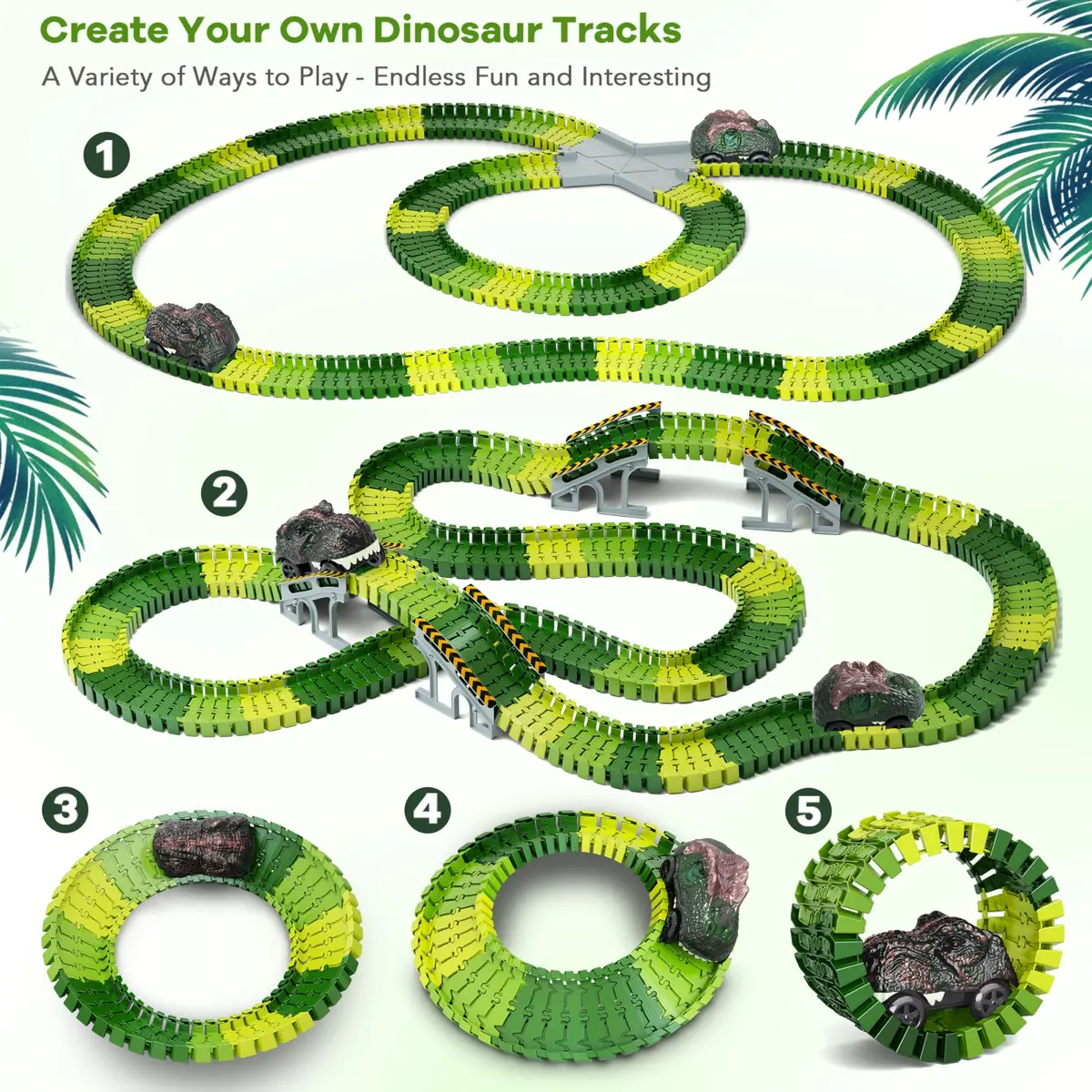 Toyk Dinosaur Toys Create A Dinosaur World Road Race | Dinosaur Track Playset for Kids - view 3